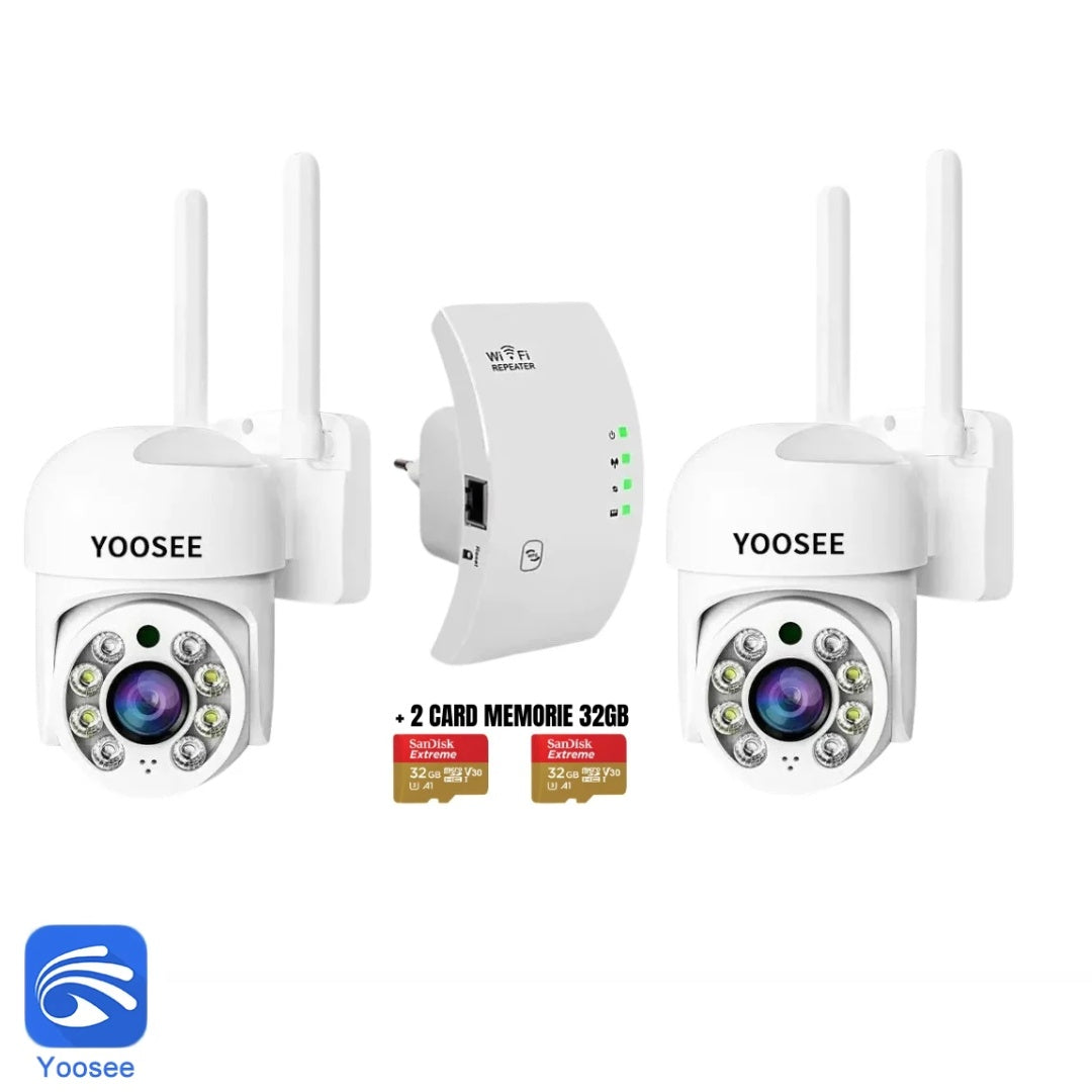 PACHET 2 CAMERE SUPRAVEGHERE 5MP + APLIFICATOR SEMNAL WIFI