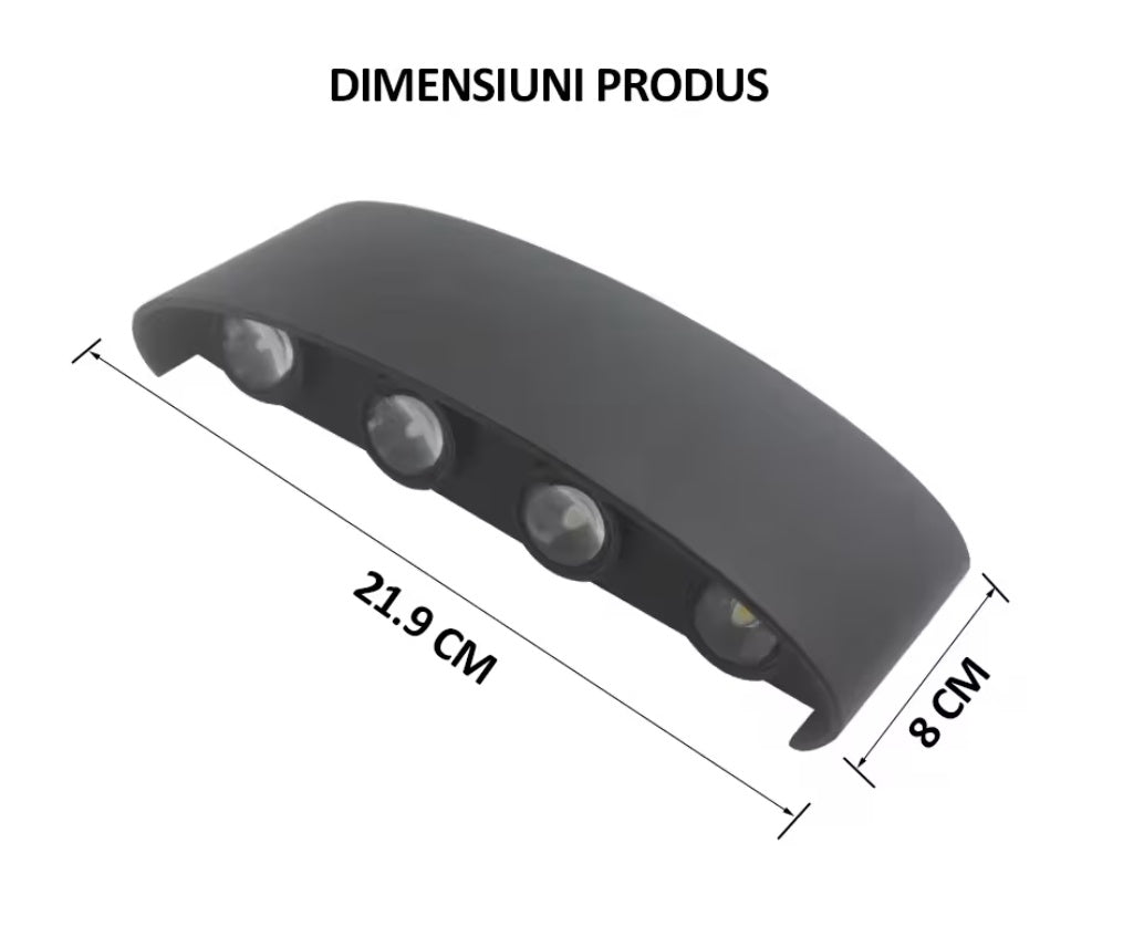 APLICA DE PERETE 8 LED-URI BIDIRECTIONALE INTERIOR-EXTERIOR 8W