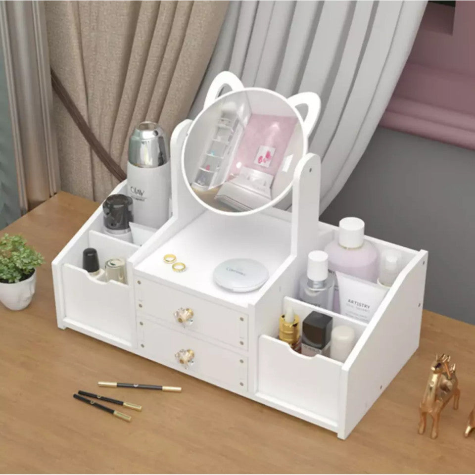 Organizator de bijuterii si cosmetice cu oglinda