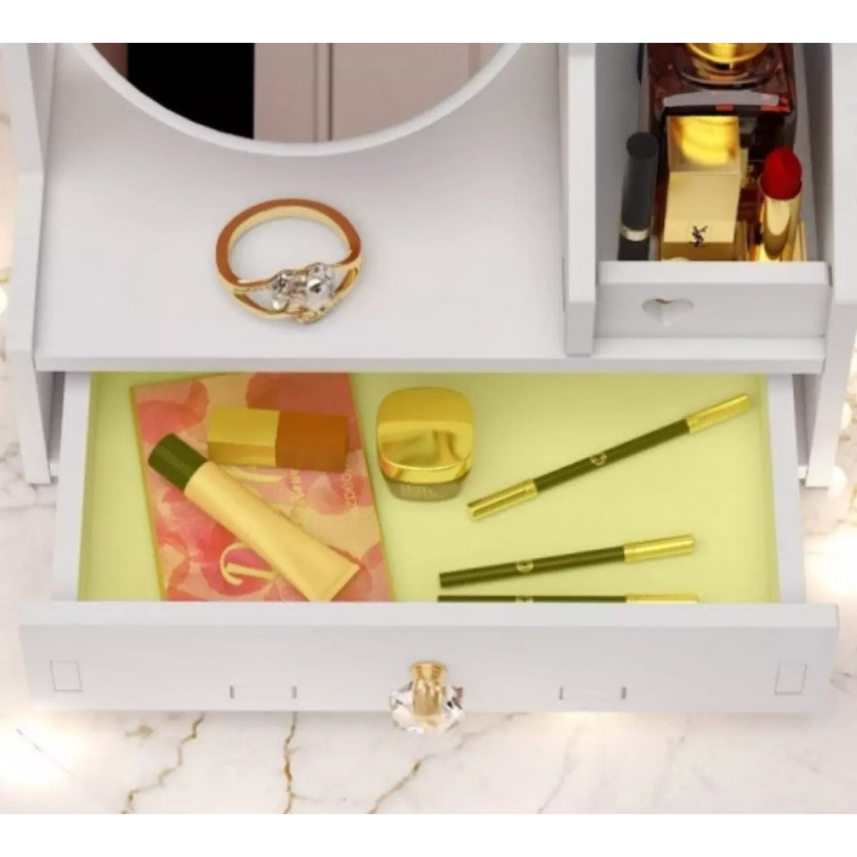 Organizator de bijuterii si cosmetice cu oglinda