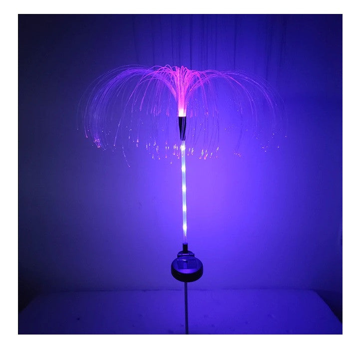SET 4 LAMPI SOLARE DECORATIVE PALMIER LED COLOR FIBRA OPTICA