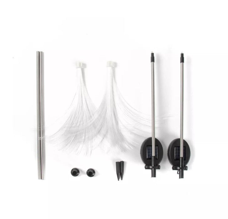 SET 4 LAMPI SOLARE DECORATIVE PALMIER LED COLOR FIBRA OPTICA
